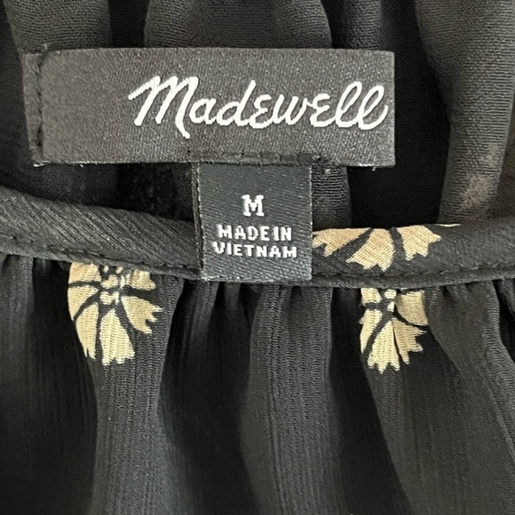 Madewell Georgette Square-Neck Smock-Waist Top in Bloom Dot Sz M - EUC - Picture 2 of 3